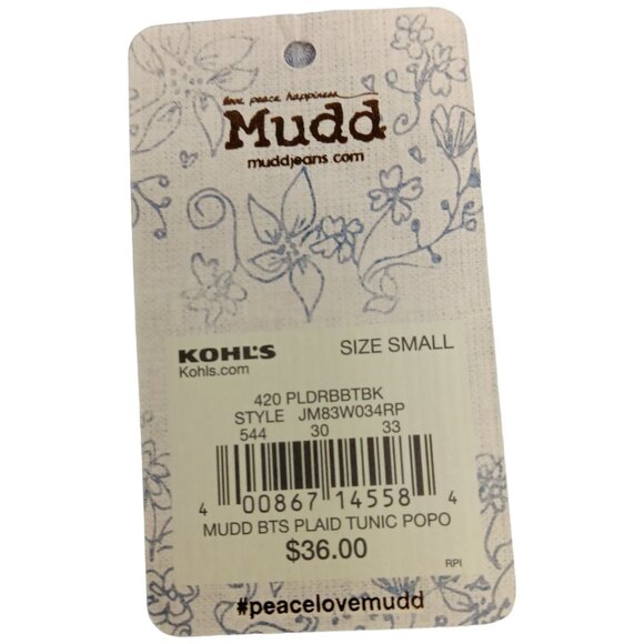 MUDD-Women's-Plaid-Gray-Black-Pink-SMALL-pullover-V Neck-Long Sleeve-Pockets - Picture 13 of 16